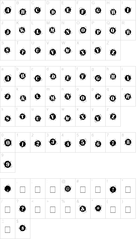 Bullet Holz font