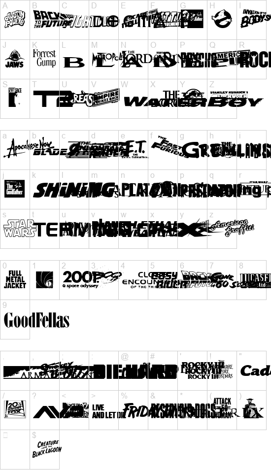 Movie Gallery font