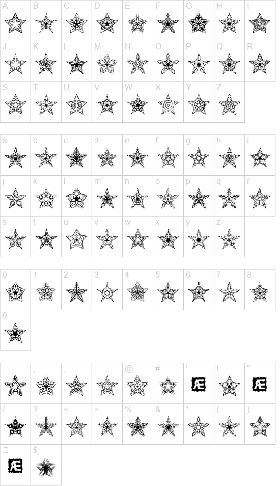 90 Stars BRK font