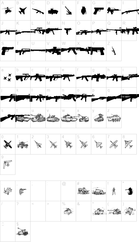 Army Weapons TFB font