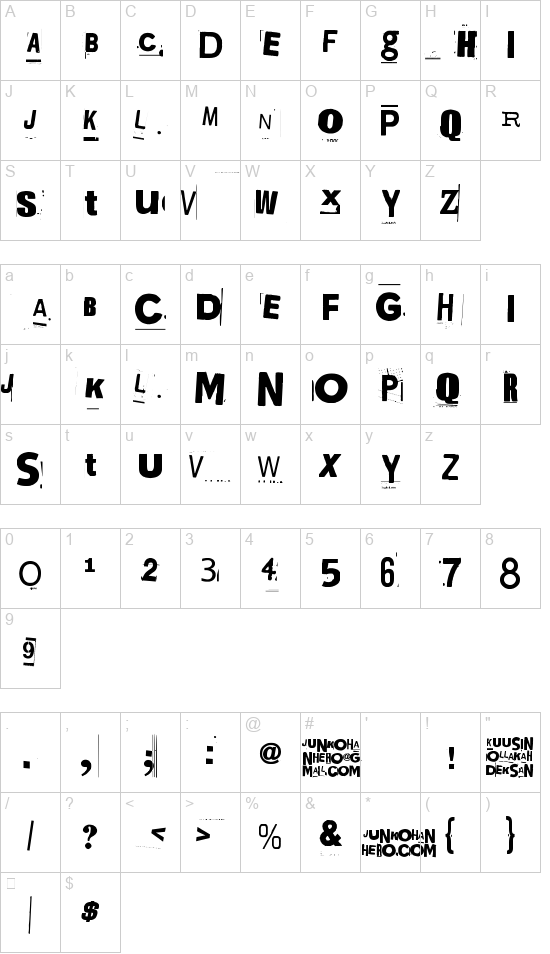 Kuusinollakahdeksan font