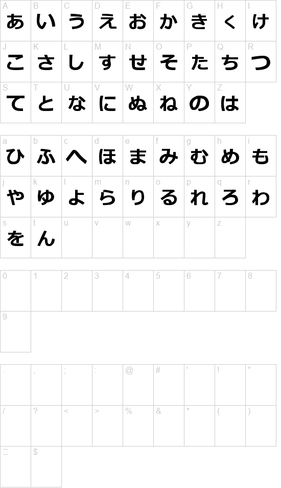 Hiragana TFB font