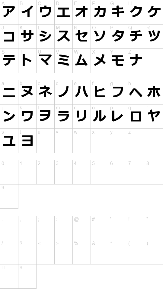 Katakana TFB font
