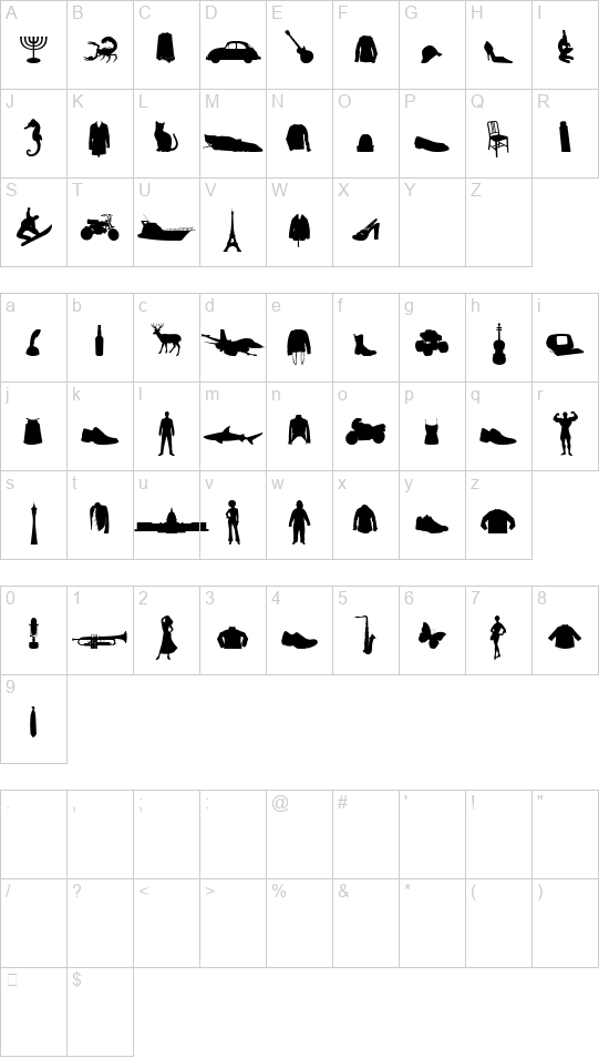 Mixed silhouettes font