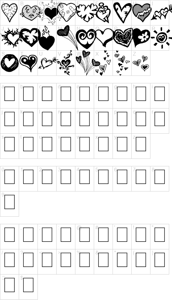 Broken hearts font