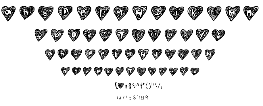 Over hearts font