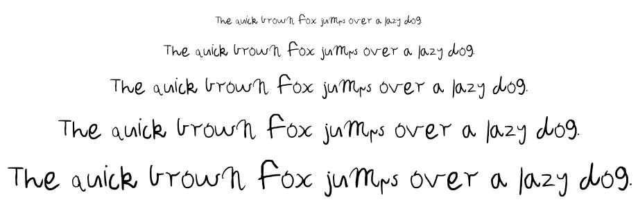 Six yr old rushed font